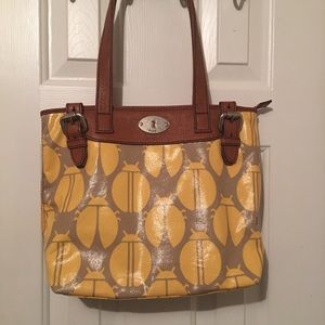 Fossil Yellow Vinyl Handbag